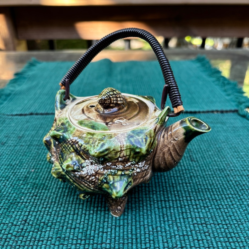 Unique Art Pottery Conch Shell Tea Pot